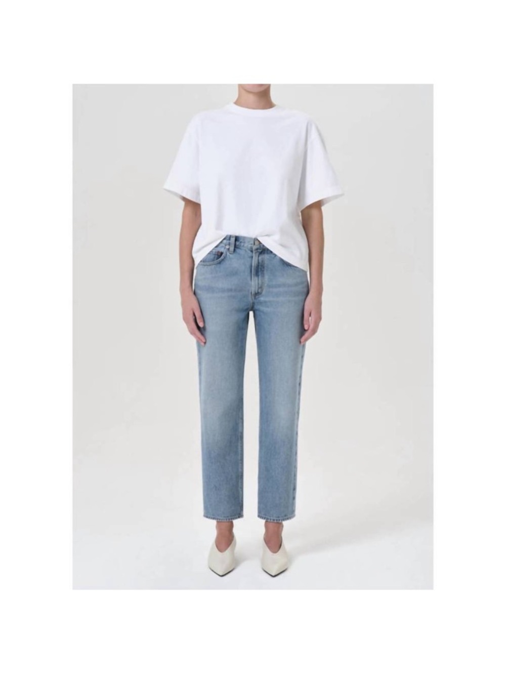 Agolde Valen Classic Light Blue Straight-Leg Jeans 26 - Picture 4 of 6